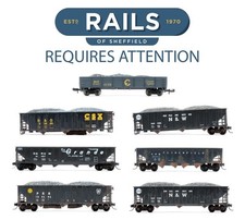 BACHMANN/ATLAS 'N' GAUGE RAKE OF 7 1X GONDOLA & 6X HOPPER WAGONS *WEATHERED*