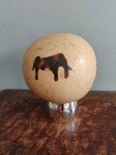 Natural Vintage Decorated Gourd Ornament Elephant Theme Burnished Sphere Globe