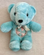 Galoob Bear Bellies Blue Teddy Bear 80s Rare Soft Plush 1989 Mirror Belly Toy 9"