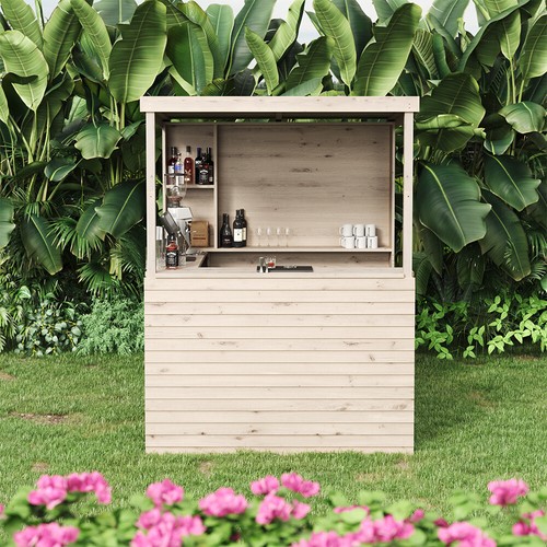 Rustic pine wooden garden bar - rustic,