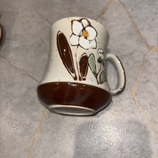 Stoneware Vintage 70s Otagiri Style Coffee Tea Cup Mug korean White Lily