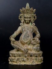 Antique Tibetan Cast Bronze Buddha Figure Yellow Jambhala Dzambhala 19th C QING