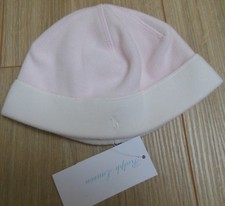 Ralph Lauren baby hat girl fleece pink white BNWT 46 cm