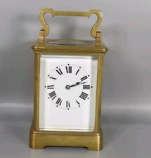 French Antique Brass Case Striking Four Glass Carriage Clock 
