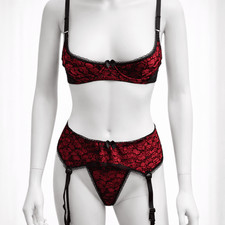 Ladies Red Lace 3-Piece