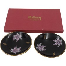 Palissy England Black Orchid Decorative Plates Set
