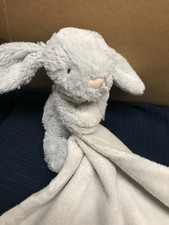 Jellycat Bashful Grey Bunny Rabbit Comforter Soother Blanket 13" x 13" Soft ToyJ
