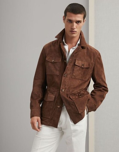 Brown field leather jacket - brown,