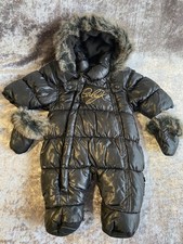Newborn baby K Mileene Klass Winter girl boy Snowsuit Pramsuit  Black Padded