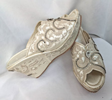 El Aymani Maroo Moroccan Mule Wedges Ivory UK8 Worn By Jane McDonald JMD 61