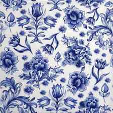 4x Single Lunch Paper Napkins for Decoupage and Party - Delft Blue Flowers