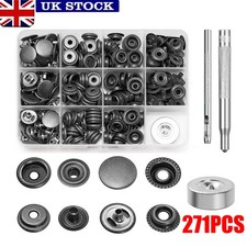 271 PCS Heavy Duty Snap Fasteners Press Studs Kit +Poppers Leather Button Tool
