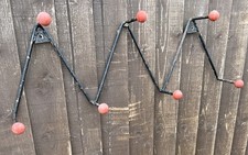 Vintage Coat Rail Zig Zag Mid Century Hat Atomic Red 7 Hook Wall Rack