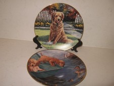 GOLDEN RETRIEVER DOG  PLATES -SPECIAL DELIVERY &  LOOK BEFORE YOU LEAP -HAMILTON