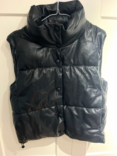 Zara black faux leather - faux, puffer