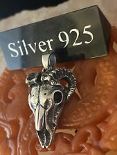 Silver Ram Skull Pendant And Silver Chain