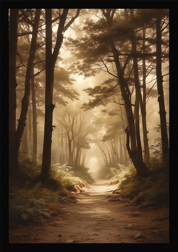 Soft forest path framed wall - framed,
