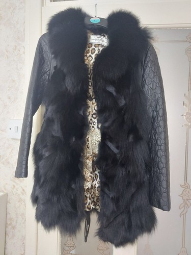 Black leather winter fur - leather,