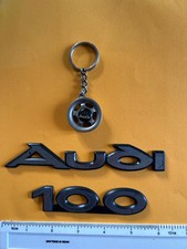 Audi Wheel Keyring Silver Tone Metal Key Ring Holder + Audi 100 Signs From Car