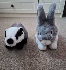 Keel Co Soft Toys Bundle Grey/White Rabbit & Grey/Black Badger Plush