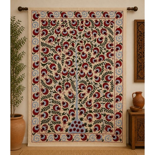 Vintage uzbek suzani silk - uzbek,
