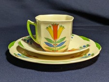 Royal Doulton MECCA D.5103 Art Deco TRIO Cup, Saucer, Side Plate Rare 1932