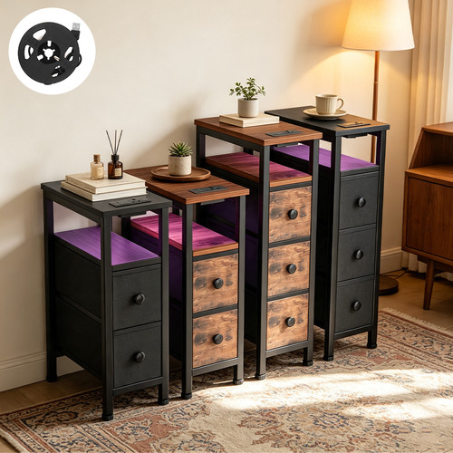 Slim bedside table with - bedside,