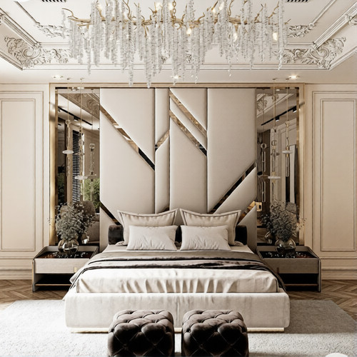 Palace upholstered bed with - bed,