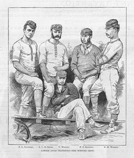 ROWING London Versus Frankfurt - The Winning Crew - Antique Print 1876