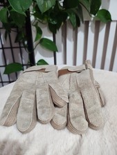 Men's Suede Leather Gloves Fleece Lined Size Medium Stone Colour