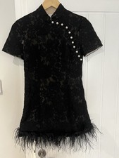 Huishan Zhang Feather Trimmed