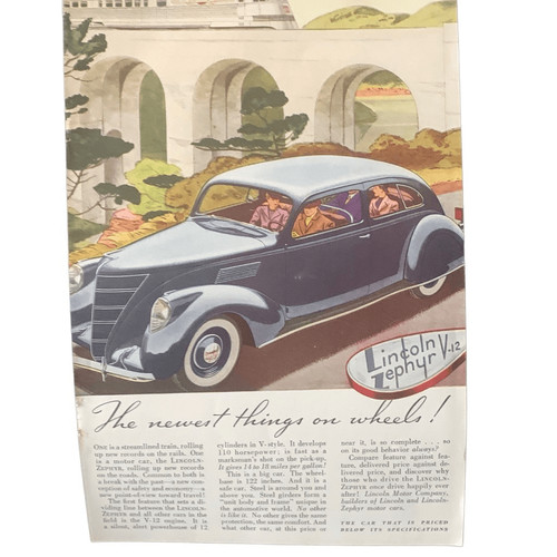 Vintage 1937 lincoln - lincoln, zephyr