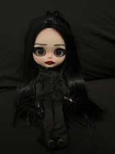 £80 Custom Emo Blythe Doll - Black Hair, Black Eyes, Cute Outfit Doll