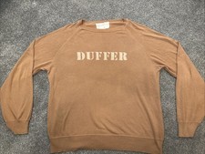 Duffer of St George Vintage XL L Brown 100% Cotton Rare Jumper. Screen Print