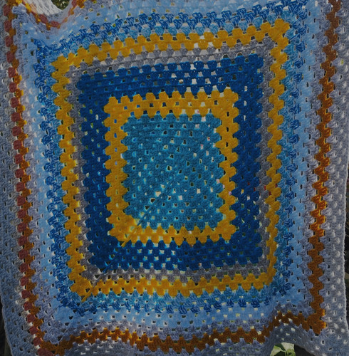 Vintage granny knit blanket - vintage,