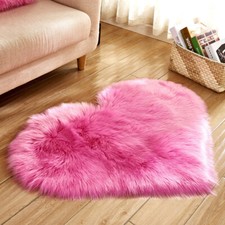 Heart Shaped Soft Shaggy Area Rug Faux Fur Fluffy Living Room Mat Bedroom Carpet