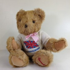Harrods Bear Teddy United Kingdom Union Jack Knit Sweater Flag Jack 27 cm