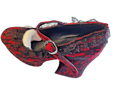 Red black lace - black,