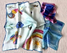 3 x Vintage Pure Silk Hand