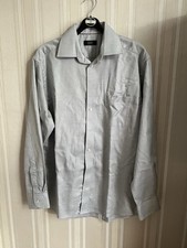 Eton Mens Size 16 Grey Mix Long Sleeve Formal Cotton Shirt Smart Casual 21” P2P