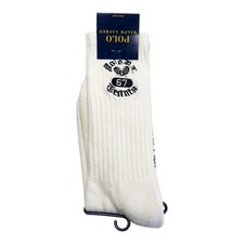 Polo Ralph Lauren Men’s White Ribbed Crew Socks 1 Pair Polo RL Tennis Logo NWT