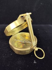 Heavy Solid Brass Nautical Compass by Stanley London - Natural Sine - Inscribed
