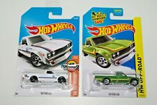 Hot Wheels JOB LOT x 2 DATSUN 620 PICK UP TRUCK - 2015 GREEN 2017 WHITE