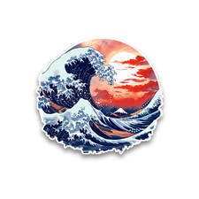 Tsunami Wave Sea Ocean Vinyl Sticker Decal Car Window Scrapbook 100x92mm