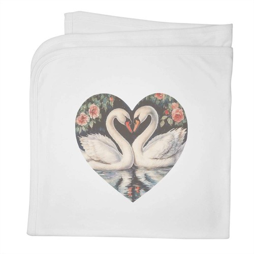 Swan couple with flowers - couple, flowers'
