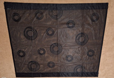 1 Pair Black Net Voile Curtain Panels with Circles Slot Top W 56" x L 47" approx