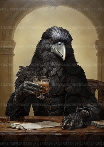 Raven suit art print gothic - in,