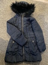 Girls TU Navy Fur Lined Hooded