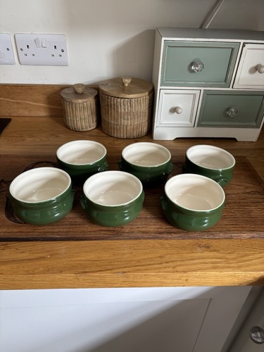 Vintage green soup bowls - vintage, t