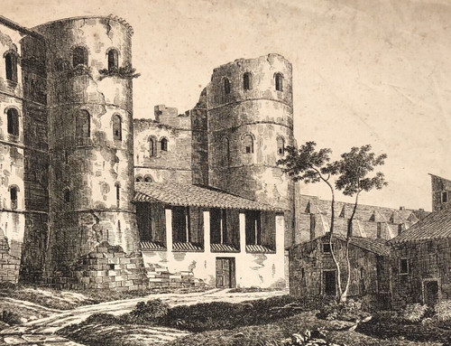Antique original etching porta - etching,